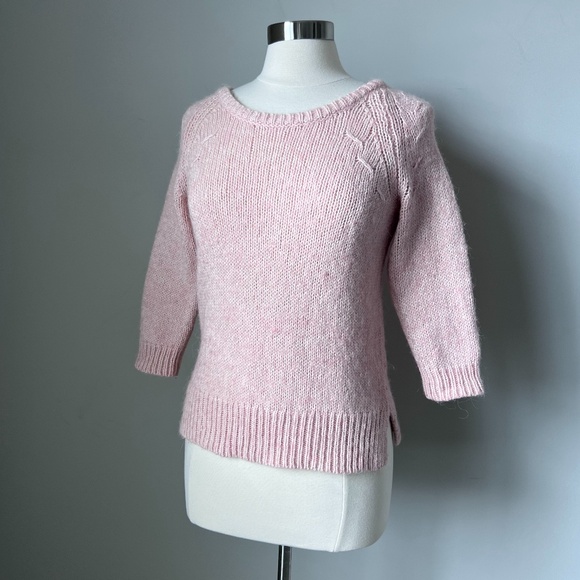 Ann Taylor Alpaca Wool Blend Marled Salmon Pink Knitted Sweater Size Small. - Picture 7 of 15